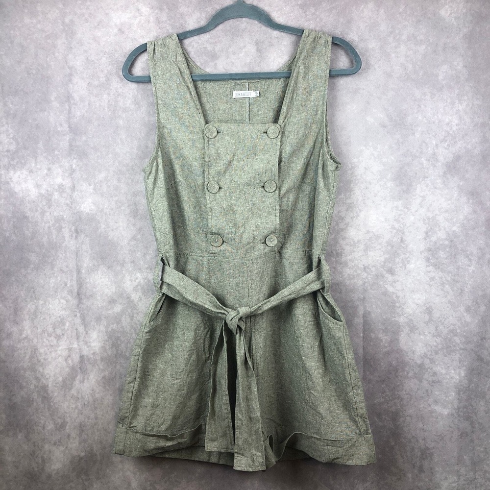 Lark‎ & Wolff Romper Womens Medium Shorts Linen Cotton Blend Gray Lagenlook